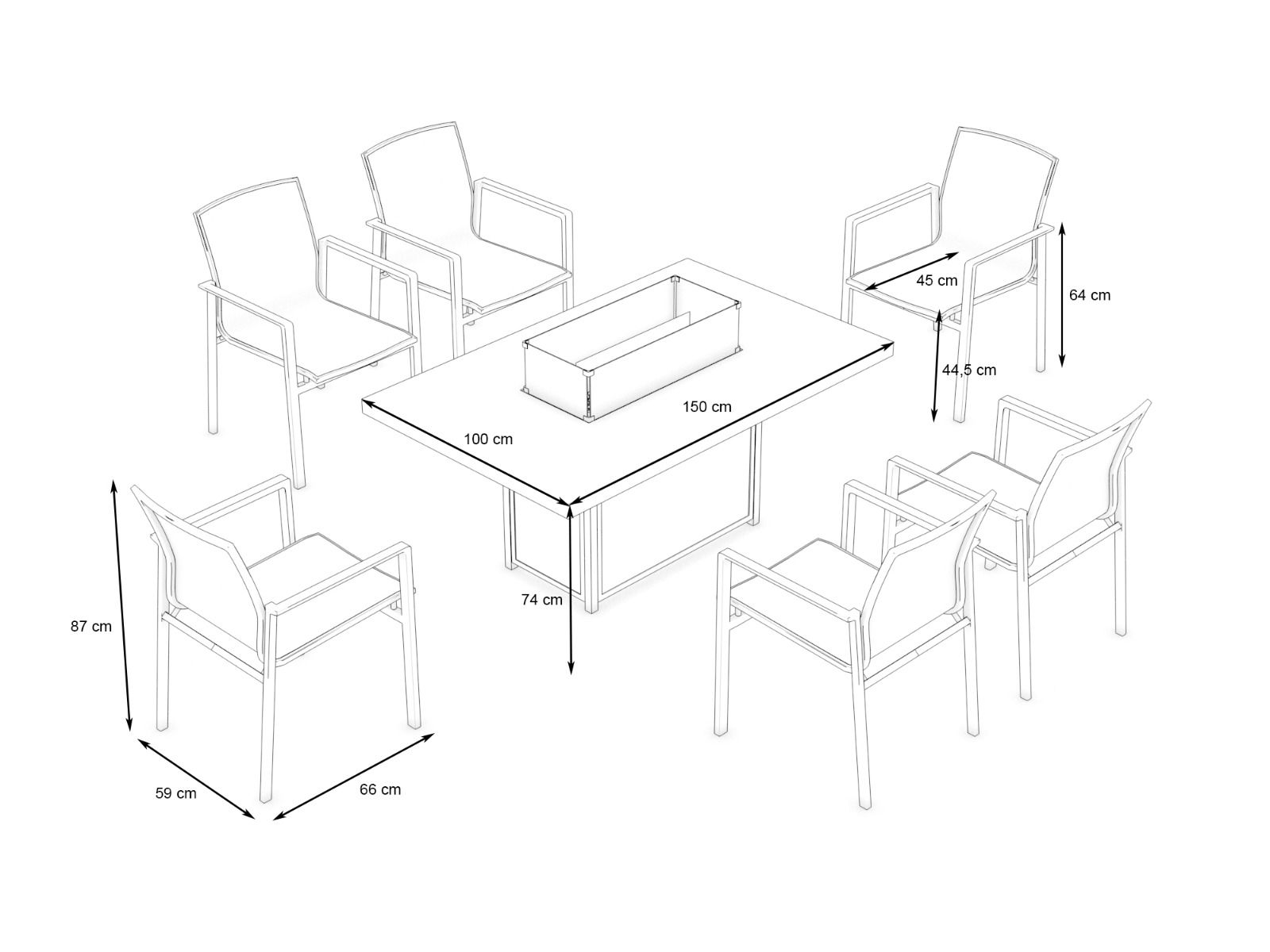 Dining Set Mali Dining L mit Feuertisch | artelia.at