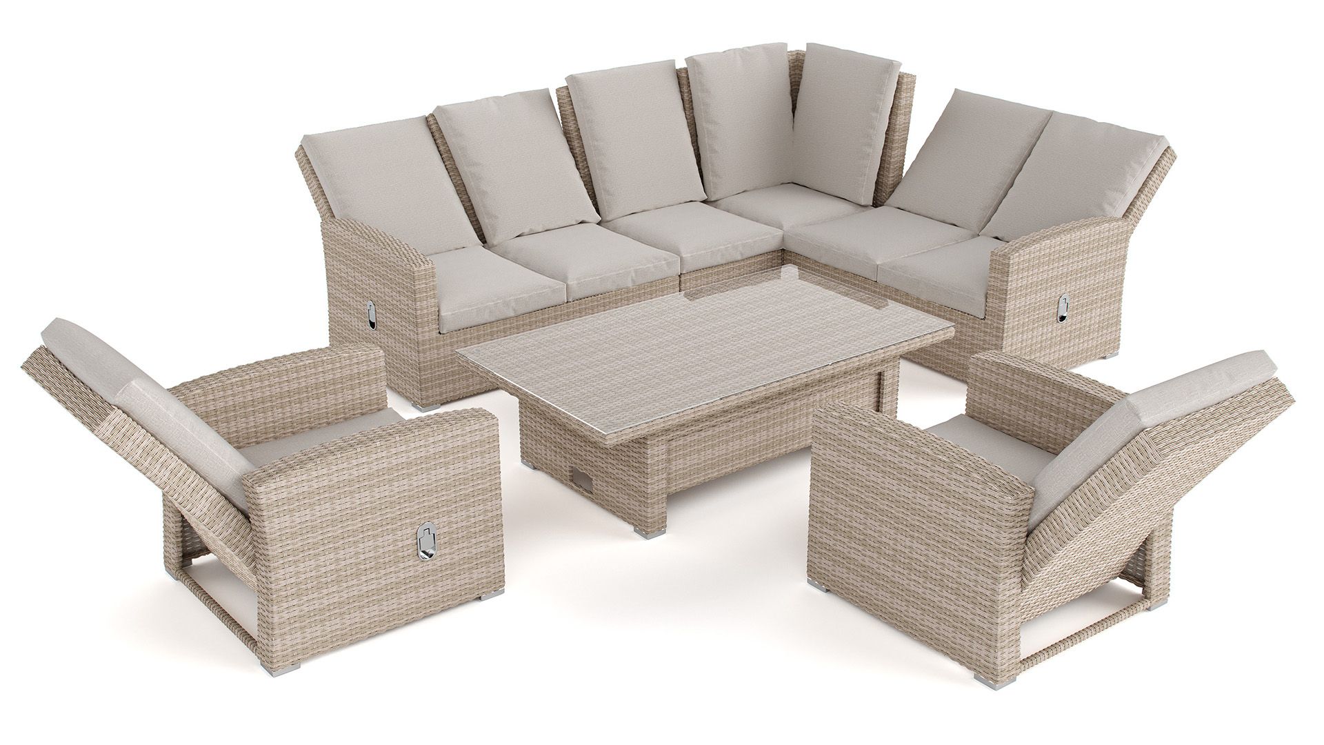 Jetzt EssLounge Terrassenmöbel aus Polyrattan mit höhenverstellbaren