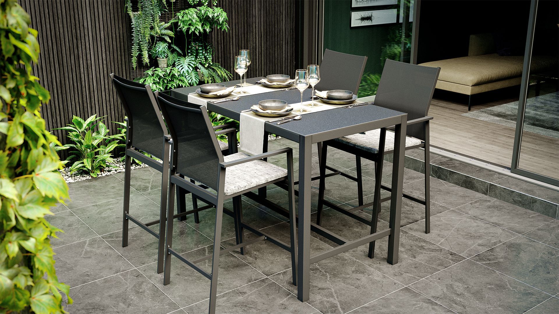 Jetzt Ess-Bartisch-Set Terrassenmöbel aus Aluminium kaufen. Die Ess