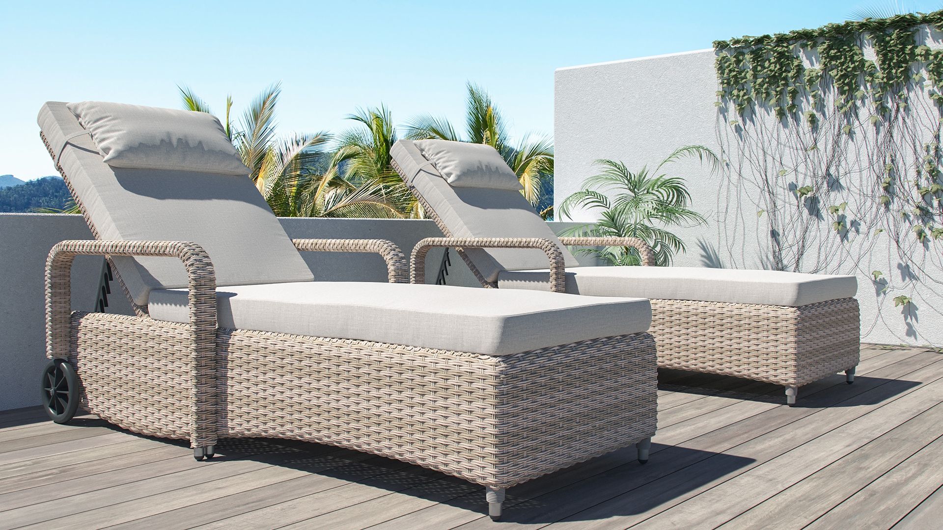 Rattanliegen Garten geschwungene Rattanliegen aus Polyrattan für Terrasse, Pool und Garten