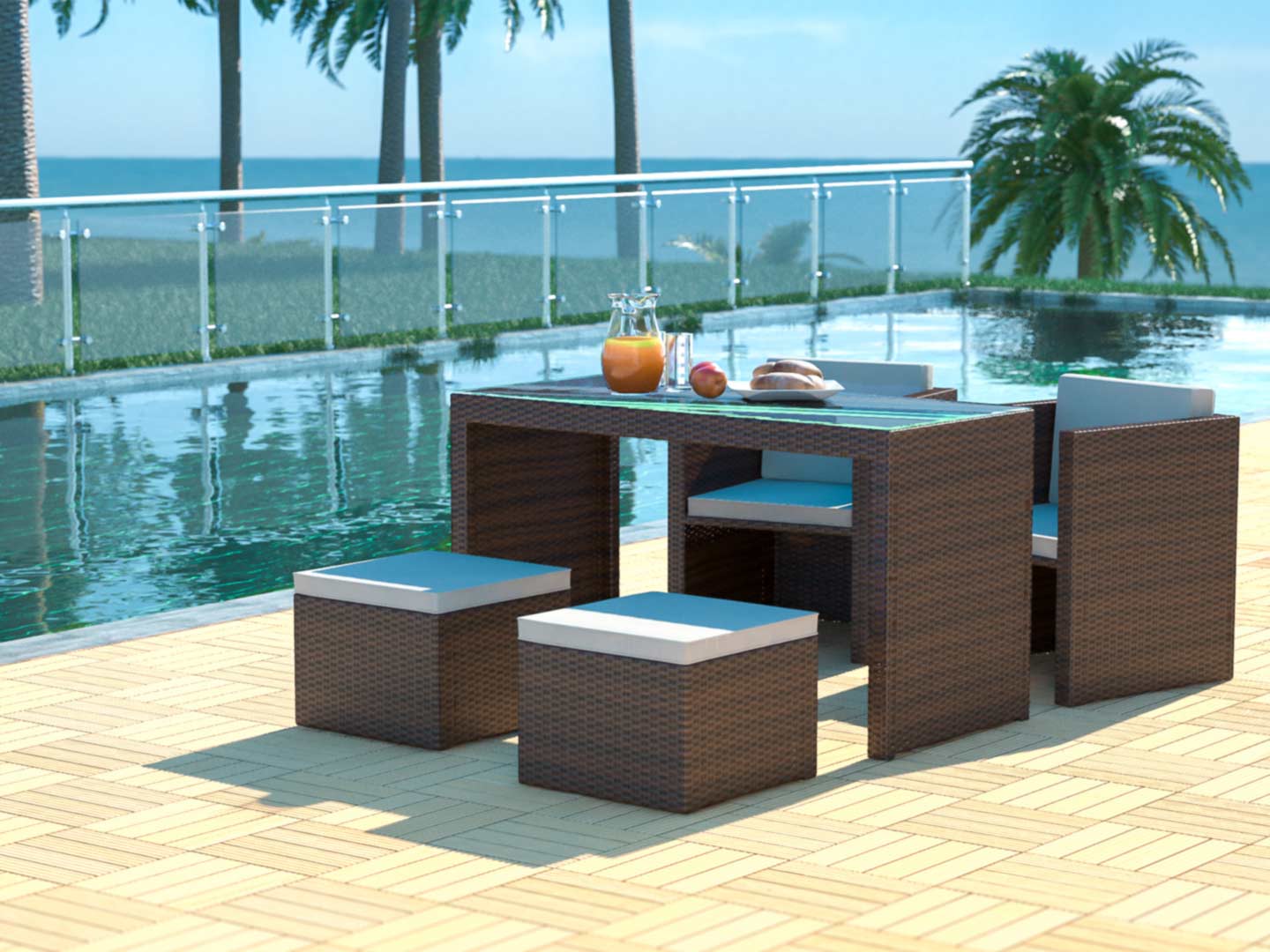 Polyrattan Esstisch Set Abelando