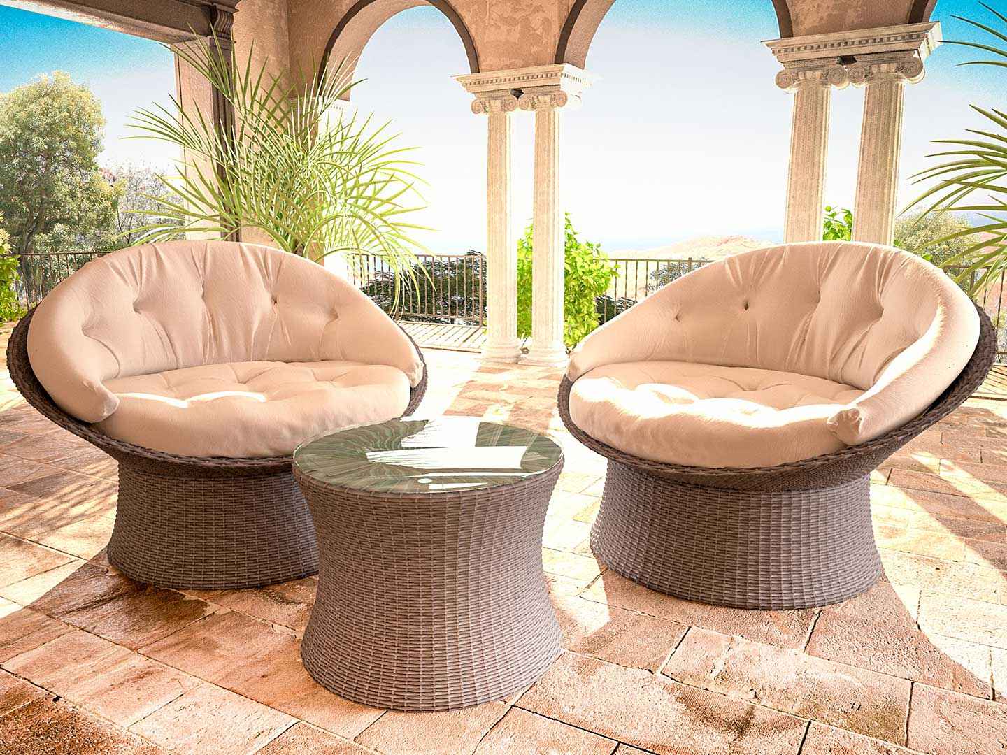 Polyrattan Papasan Set Calipso