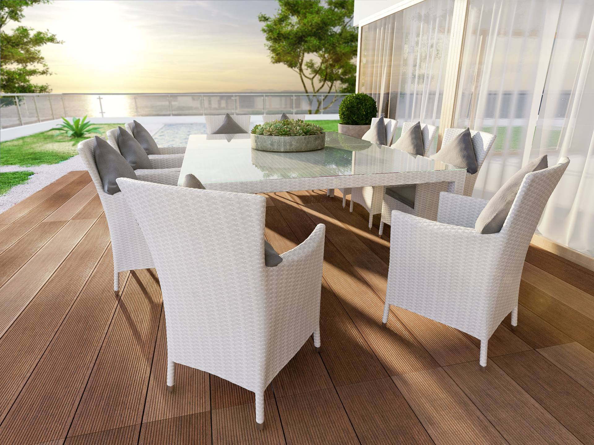 Polyrattan Esstisch Set Ceres Max